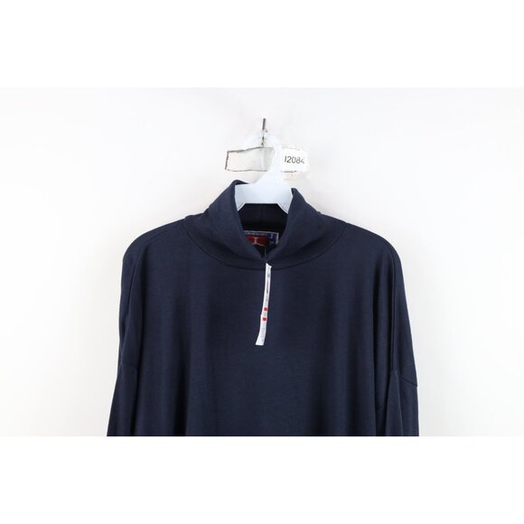 Deadstock Vtg 90s Streetwear Mens L Blank Knit Long Sleeve Turtleneck T-Shirt - Picture 2 of 11